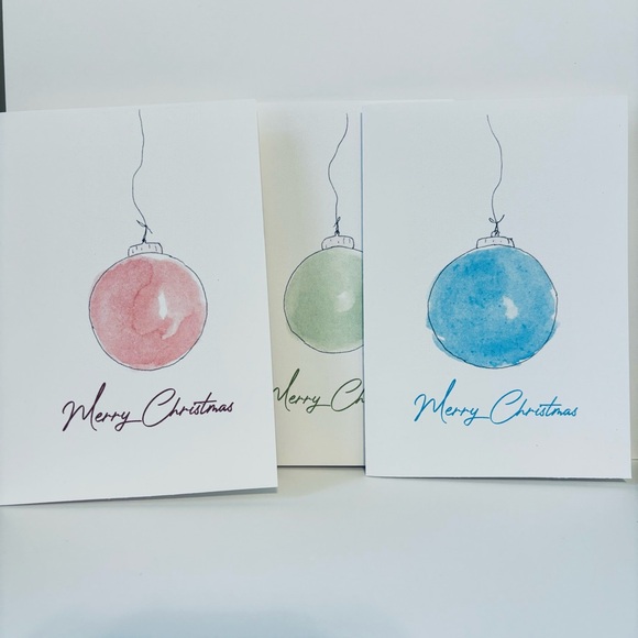 Set of 12 Watercolor Christmas Ornaments Holiday Cards - Picture 3 of 9